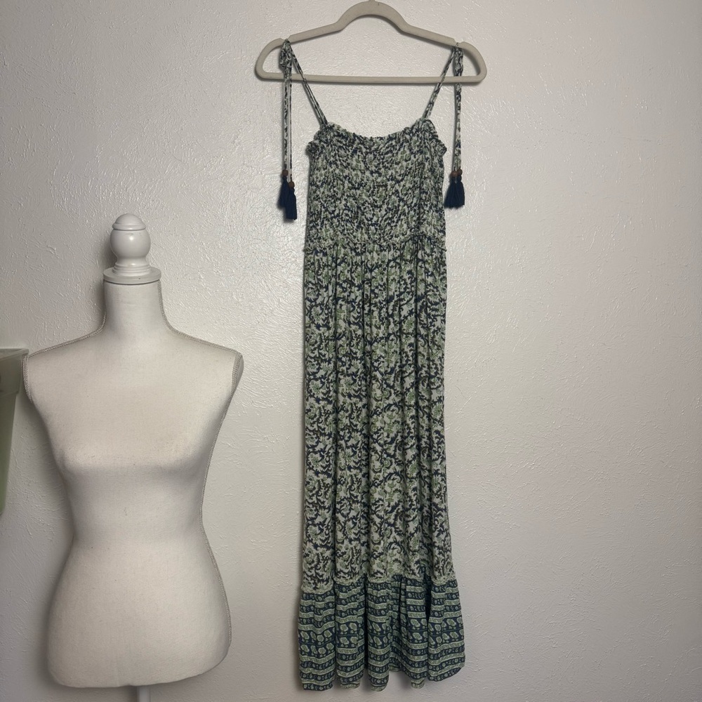 Blue Island Green and Blue Smocked Dress